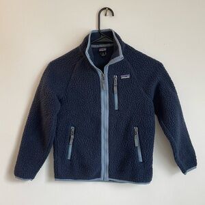 Patagonia Kids Jacket Retro Pile Fleece Full Zip, Size S 7-8 Blue Outdoors